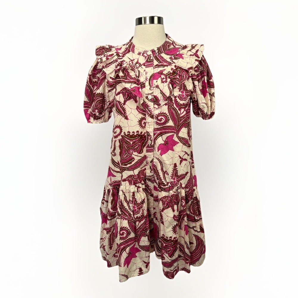 Caroline Constas Small Sasha Pink Print Mini Dress Floral Luxury Feminine Party